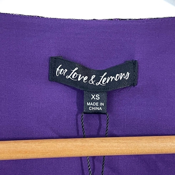 For Love & Lemons Women’s Size XS Purple Metallic Dot La Villette Cropped Blouse - Picture 7 of 12